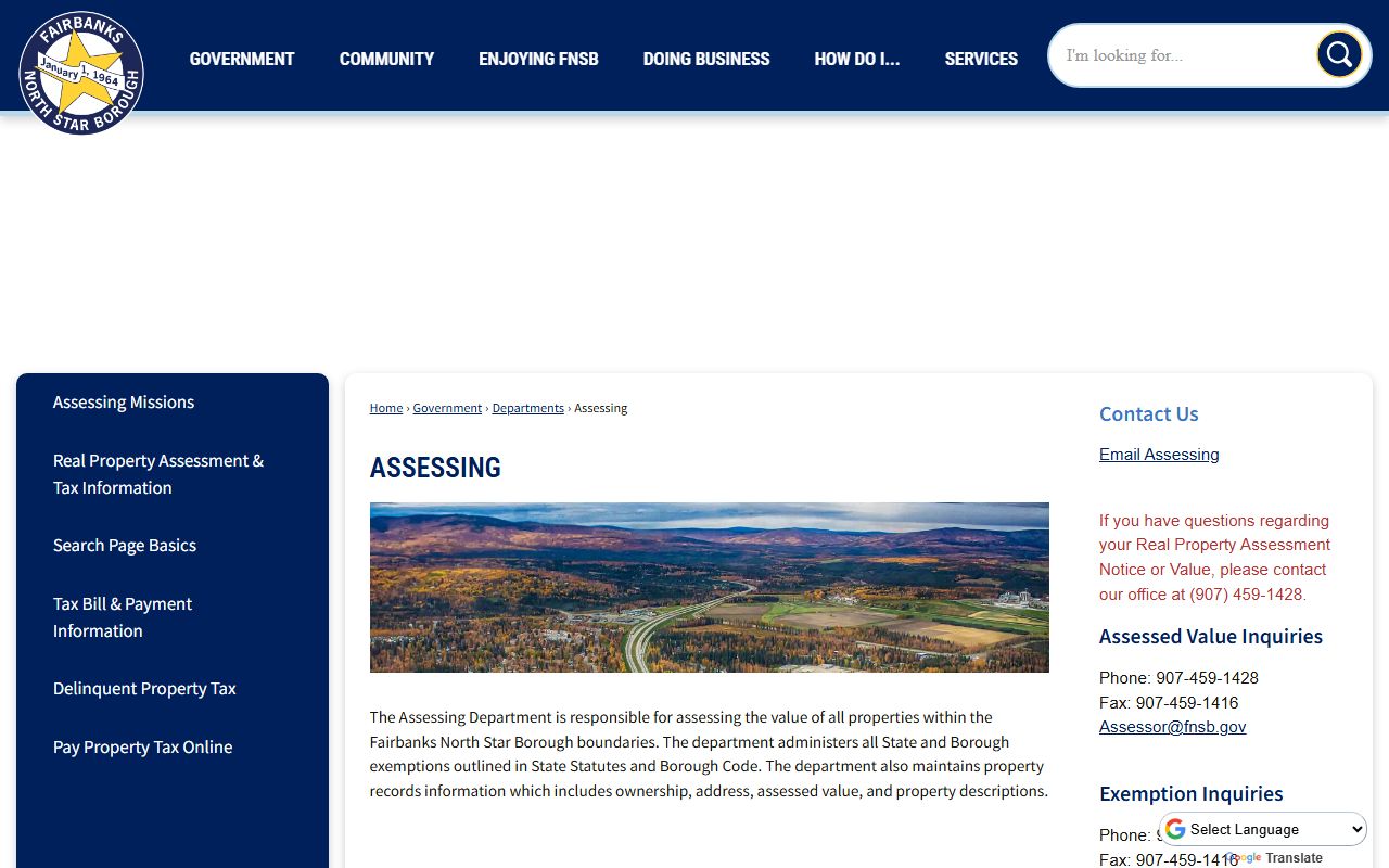 Fairbanks North Star Borough Assessing Department website