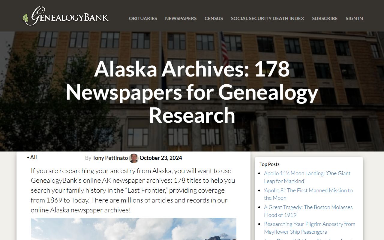 Alaska Death Index - Alaska Newspaper Archives for Genealogy Research