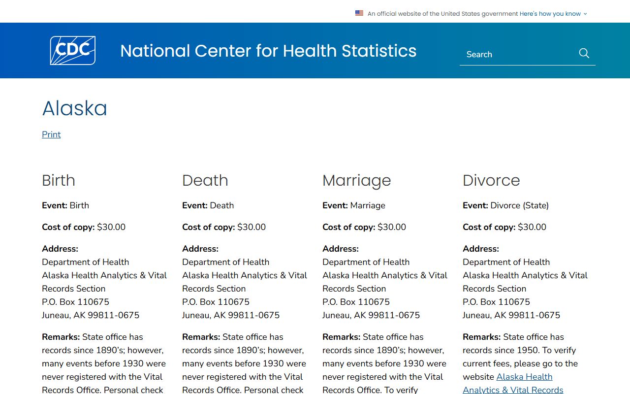 Alaska Death Index - CDC Vital Records Information for Alaska