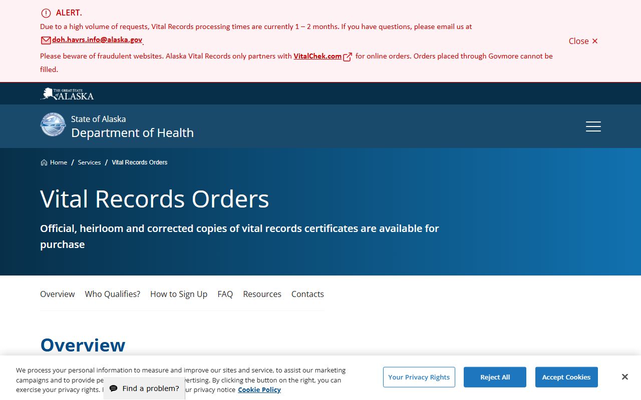 Alaska Death Index - HAVRS Vital Records Orders Page