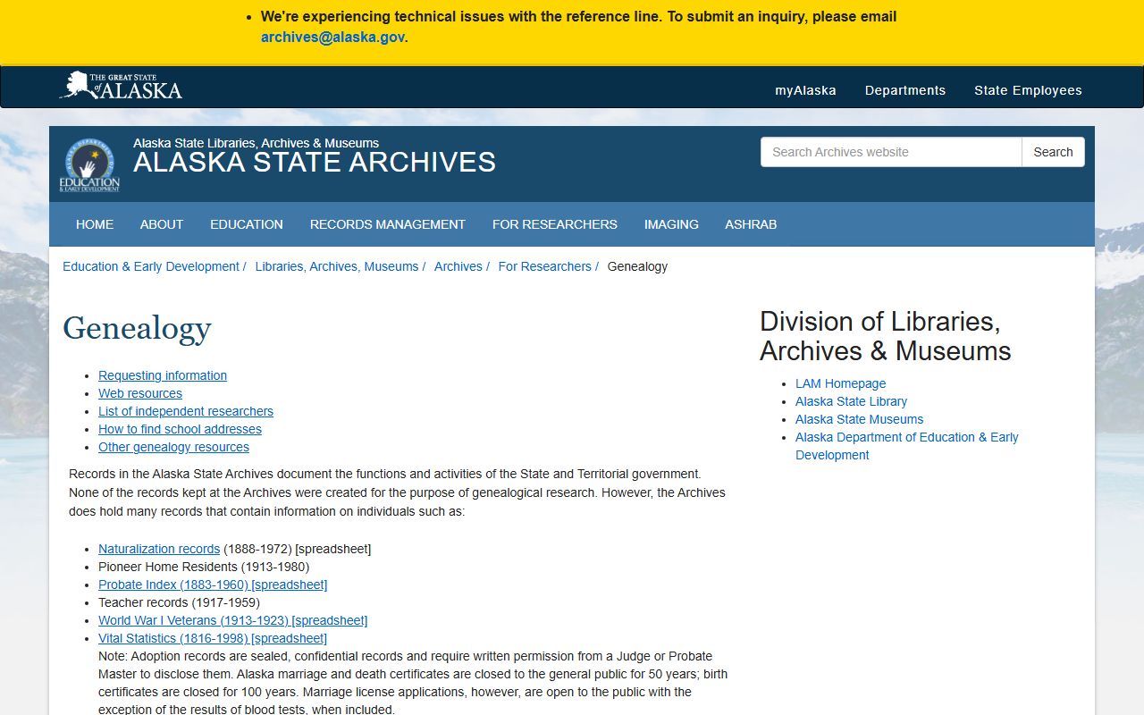 Alaska Death Index - Alaska State Archives Genealogy Collection